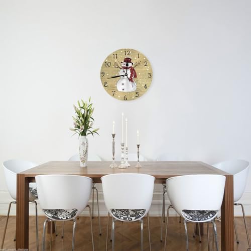 Round-Wall-Clock-Non-Ticking-Silent-Battery-Operated-Clock-10-Inch-Primitive-Country-Snowman-Home-Decor-for-Living-Room-Kitchen-Bedroom-and-Office-White Round Wall Clock Non Ticking Silent Battery Operated Clock 10 Inch Primitive Country Snowman Home Decor for Living Room Kitchen Bedroom and Office White