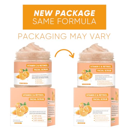 Vitamin C Face Scrub, Exfoliating Facial Wash with Retinol, Facial Scrub,Facial Exfoliating Scrub, Facial Scrubs for Women,Deep Cleansing Face Wash Cleanser for Women Men