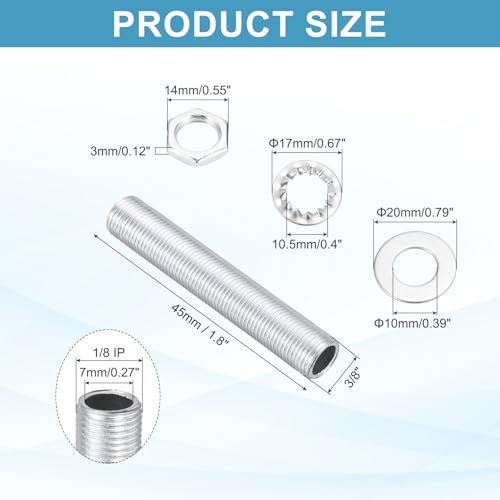 Image of MECCANIXITY 35Pcs 1.8 inch Lamp Pipe Kit with Nuts Washers 1 /8IP Thread Fasteners Assortment for Chandelier Ceiling Light Repair Assembly DIY Hardware