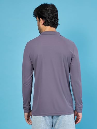 Image of TECHNOSPORT Mens Slim Fit Polyester Active Wear Collar Polo T-Shirt with Long Sleeves for Workout, Sports
