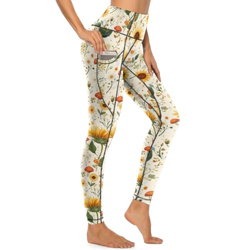Pantalon de yoga avec poches femme legging d'entraînement taille haute