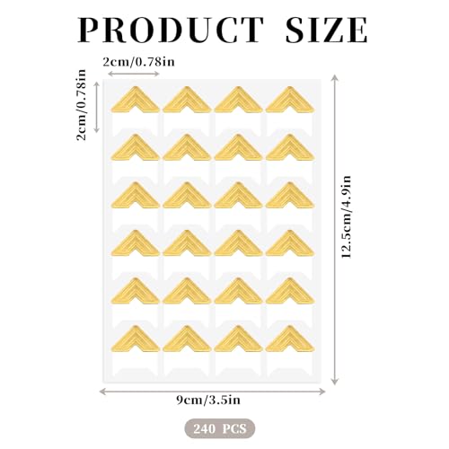 Fotoecken Selbstklebend 240 Stück, 10 Blatt Foto Ecken Klebe, 5 Farben Fotoecken Aufkleber für Sammelalben Foto Klebeecken Aufkleber für DIY Scrapbooking Fotoalbum Tagebuch