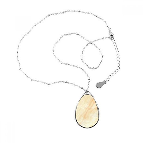 Collier pendentif teardrop en céramique marbre blanc jaune avec chaîne élégante