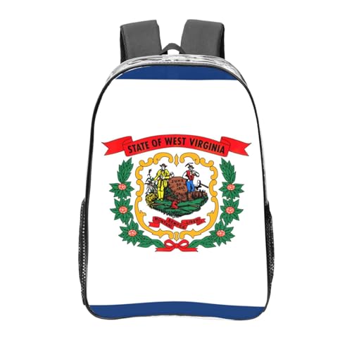 West Virginia state flag Print Work Travel Stadium Events Transparent Backpack PVC Clear Bag Large Side Pockets