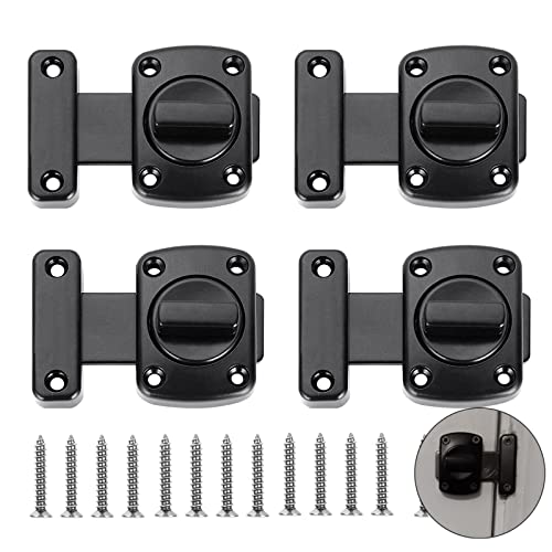 LOLYSIC 4 Pcs Rotate Bolt Latch Lock, Black Anti Theft Rotate Bolt Door ...