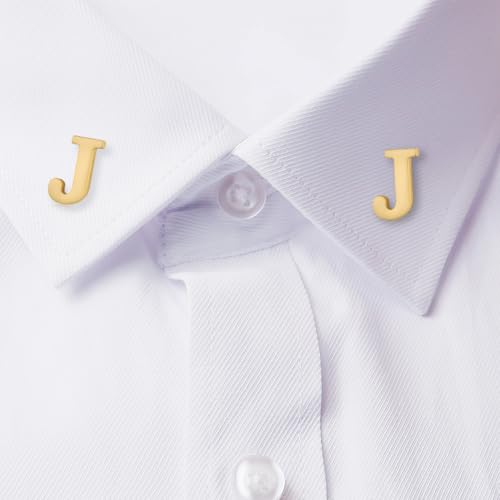 Image of HONEY BEAR Mens Womens Initial Alphabet Letter Lapel Pins Collar Badge Brooches for Business Wedding Graduation Gift Matte Gold 0.59 inches