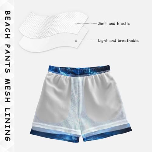 Blue White Tiger Lightning Boys Swim Trunks Kids Toddler Beach Board Shorts Teen Quick Dry Bathing Suit Swimsuit4