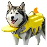 Schwimmweste Hund mit Kopfstütze, Reflektierende Rettungsweste Kleine Hunde mit Rettungsgriff Kinnstütze Hoher Schwimmfähigkeit Verstellbar Hundeschwimmweste für Pool Strand Wassersport Aktivitäten