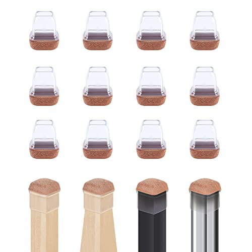 GAGUIUP Silikon Stuhl Beinkappen Bodenprotektoren Stuhl Beine Becher Füße Pads Anti-Rutsch Sessel Pads Covers Holzboden Protektoren (16PC,Transparente-Quadrat) Cover