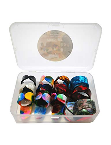 Thumb Finger Picks Plectrum With Plastic Picks Case, 1 Dozen (3 Pairs) Sunlp Celluloid Guitar Thumb Finger Picks Mandolin Banjo Thumb Finger Picks And Free 8Pcs 0.46Mm Guitar Picks (Mix Color) #TOP3
