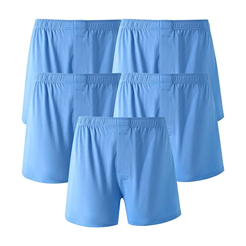 Men's Total Support Pouch Underwear Classic Woven Boxers with Functional Fly Pack Soft Cotton Underpant