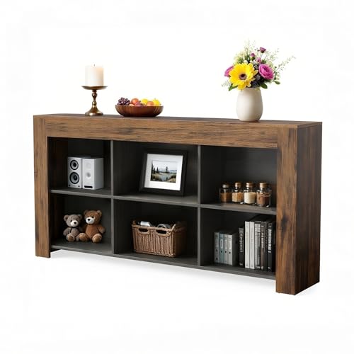 1Easylife 63-Inch Long Console Table, Rustic Wood Entryway Table with