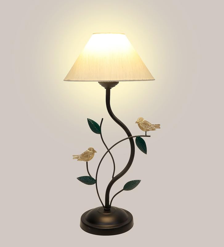 tu casa Metal Table Lamps with Off-White Shade for Home Décor, Bedrooms, Livi...