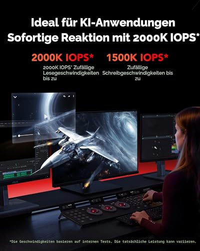 Lexar ARES PRO 2TB Gen5 NVMe M.2 SSD, PCIe 5.0 x4 Interne SSD, Bis zu 14.000 MB/s Lesen – für KI-Anwendungen, AAA-Gaming, Videoeditierung, Kompatibel mit PC, Laptops & PS 5 – Ansicht 7