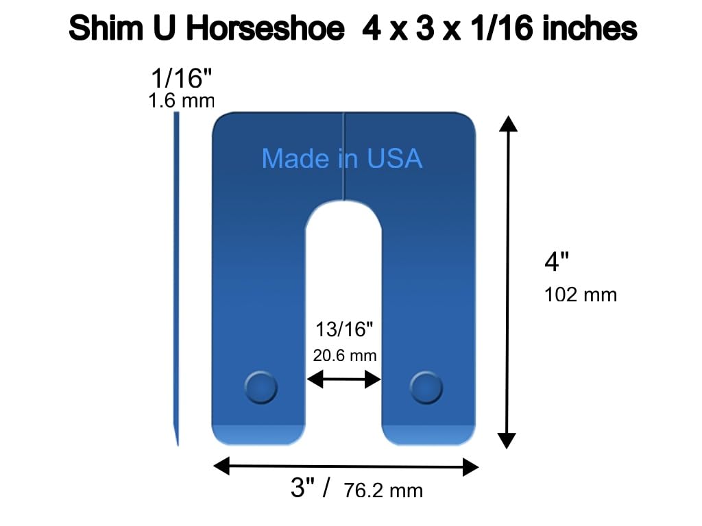 BFS Plastic Shim U Horseshoe 3” x 4” x (1/16” -1/8” – 1/4”), Leveling Shims for Windows & Doors, Made in USA, Free & Quick Shipping – Stackshim BFSEALS (1000, 1/16), Blue, Red, Black
