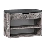 RICOO Banco Zapatero con Asiento 60 x 42 x 30 cm Mueble recibidor Gris Vintage – Organizador Zapatos WM032-CF-A
