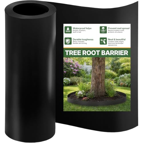 Joewuzun Tree Root Barrier 24in x 15ft x 60mil Root Barrier Grass Weed Barrier Bamboo Barrier Garden Edging for Landscape Edging Blocks