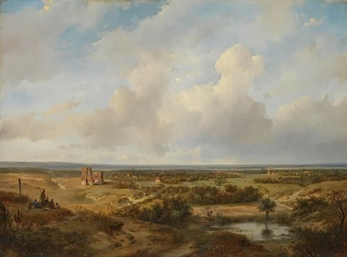 Poster image impression sur toile pour décoration salon chic, paysage dunes et ruines de château