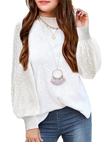 Arshiner Girls Puff Long Sleeve Knit Sweater