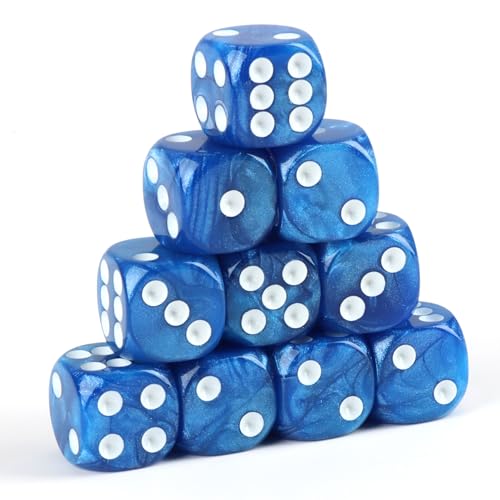 D6 - Dados de poliedro (16 mm, 10 unidades, 10 unidades, 16 mm), color azul y negro