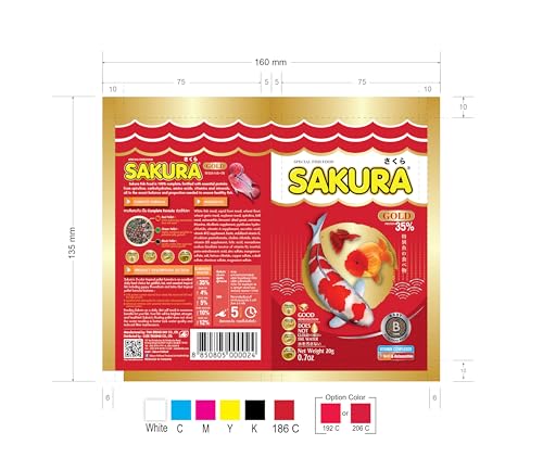 Image of Sakura Gold Super Premium Fish Food with Vitamin Complexes + Krill & Astaxanthin in Micro 1mm Pellet 20gm