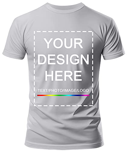 KAMKOO Custom T Shirts Men/Women Design Your Own T Shirt Add Your Image Photo/Text Front/Back Tshirts Print (Grey Large)