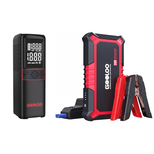 GOOLOO GT160 Tire Inflator Portable Air Compressor & New GP2000 Jump Starter, 12V 2000A Car Jumper Starter - Detailed View