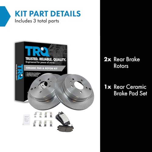 Image of TRQ Rear Brake Pad and Rotor Set Ceramic Vented Rotors Compatible with 2012-2015 Chevrolet Captiva Sport 2007-2009 Equinox 2007-2009 Pontiac Torrent 2008-2010 Saturn Vue 2007-2009 Suzuki XL-7