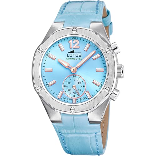 LOTUS Reloj Mujer 18972/3 Connected Caja de Acero Inoxidable 316l Plateado Correa de Piel Azul