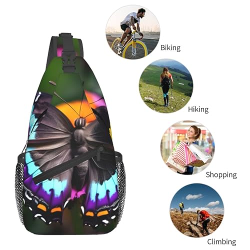 Mochila cruzada deportiva con estampado de mariposas coloridas miniatura 6