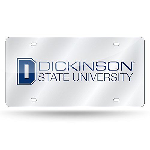 Rico Industries NCAA Dickinson State Blue Hawks Laser Inlaid Metal License Plate Tag, Silver