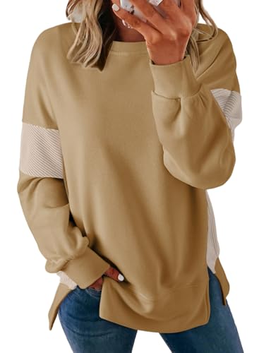 Dokotoo Women's Casual Oversized Sweatshirt Crew Neck Color Block Loose