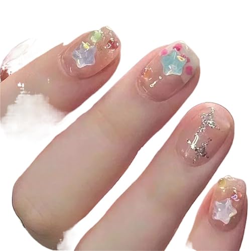 Faux ongles courts détachables Color24 à coller : kit de 24 ongles tendances
