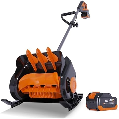 24V 4Ah Electric Snow Blower Cordless Snow Shovel, Snowblower Battery Snow Thrower Power Shovel, Cordless Electric Snow Shovel Battery Powered Operated with Battery and Charger (1 Battery, 3 Speed) Cover