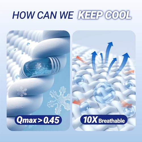 Image of Fittia Ultra Cooling Pillow Cases for Hot Sleepers, Standard Size Cooling Pillowcases for Sleeping 2 Pack, Double-Sided Q-Max 0.45 Cooling Fiber Pillow Cover with Hidden Zipper, Blue