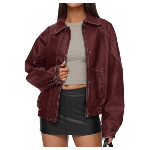 Oversized Faux Leather Bomber Jacket