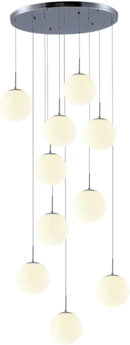 Mzhch lamp 50x220 cm minimalistische moderne trap kroonluchter glazen bol kroonluchter voor woonkamer creatieve slaapkamer kroonluchter persoonlijkheid restaurant lamp multi-lichten wit glas kroonluchter photo 3