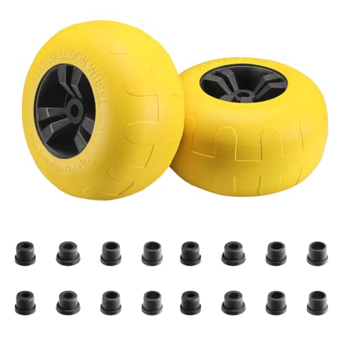 ONECHOI Beach Balloon Wheels, 13' Flat-Free Solid PU Beach Cart Tires Replacement Big Sand Wheels for Beach Buggy, Kayak Trolley, Canoe Cart, Rolling Walker, Garden Cart, Wheelchair & Buggy, 2-Pack