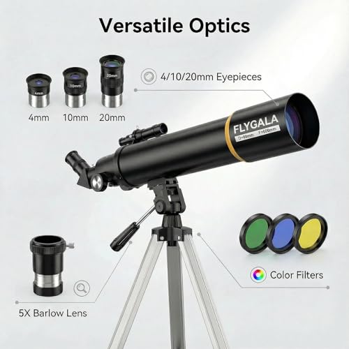 Telescopio refractor 80mm 600mm alta potencia con accesorios miniatura 2