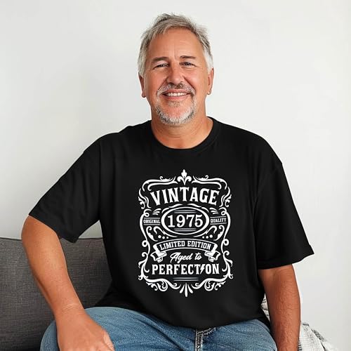 50th Birthday Vintage Shirt for Men：Vintage 1975 Shirt Aged to Perfection Graphic Tee 50th Birthday Gift2