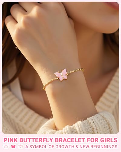 Kindergarten/5th Grade/8th Grade Graduation Gifts, Adjustable Pink Butterfly Bracelet2