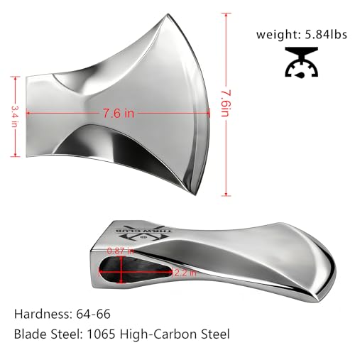 Forged Professional Wood Splitting Axe Head, 1065 High Carbon Steel, Tree Felling Axe Head, Racing Axes Head with Leather Sheath- Weight - 5.8lbs
