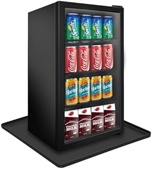 Mini fridge Silicone Mat with Raised Edge, Under Washing Machine Pad Under Mini Refrigerator Freezer Protect From Appliance Leaks Water Spills absorbent (Black, 24'' x 24'')