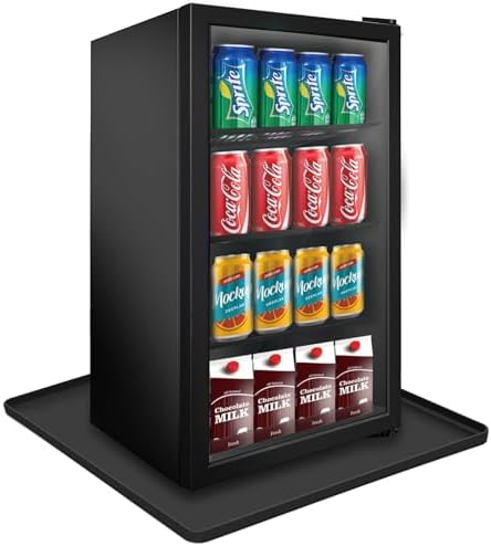 VANPET Mini fridge Silicone Mat with Raised Edge, Under Washing Machine Pad Under Mini Refrigerator Freezer Protect From Appliance Leaks Water Spills absorbent (Black)