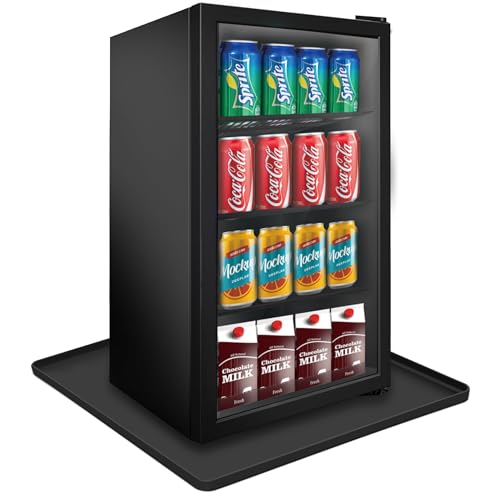Mini fridge Silicone Mat with Raised Edge, Under Washing Machine Pad Under Mini Refrigerator Freezer Protect From Appliance Leaks Water Spills absorbent (Black, 24'' x 24'')