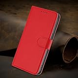 PONRFEKT Handyhülle für Samsung Galaxy S6,PU-Leder Flip Hülle mit Kartenfächern Magnetverschluss Standfunktion Vollschutz Stoßfest Schutzhülle-Rot