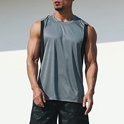 Irovami Colete esportivo masculino de secagem rápida resável com emenda para a pele, camiseta esport