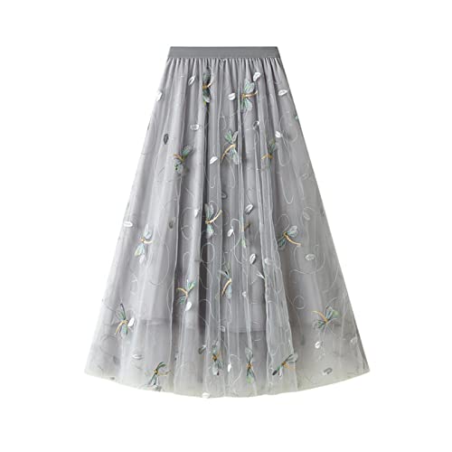 Women's Tulle Skirt High Waist Casual Mesh Ballet Prom Party Tulle Tutu A-line Midi Skirt