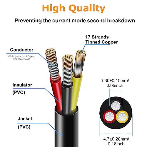 22awg 3 * 0.3mm² Electrical Wire, 100FT Black PVC Case Stranded Low Voltage LED Cable, 22AWG 3core Tinned Copper Hookup Wire, Flexible Extension Power Cord for LED Strips Lamp Lighting
