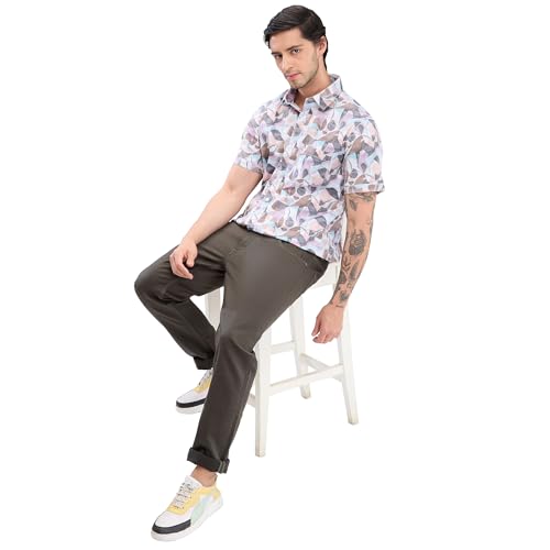 Image of Spykar Men's Slim Fit N /A Half Sleeve Printed Casual Shirts